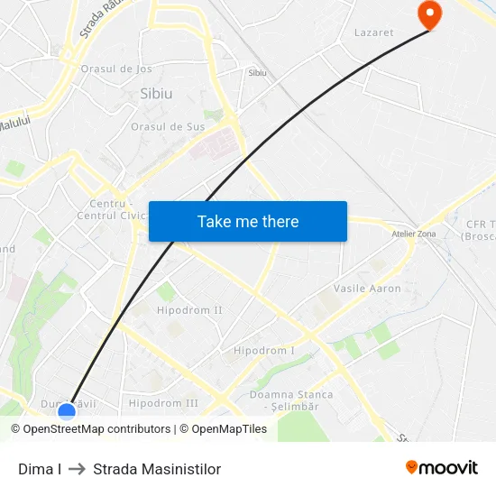 Dima I to Strada Masinistilor map