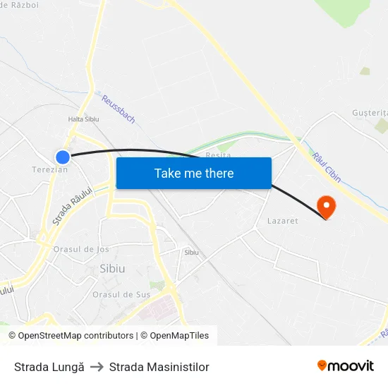 Strada Lungă to Strada Masinistilor map