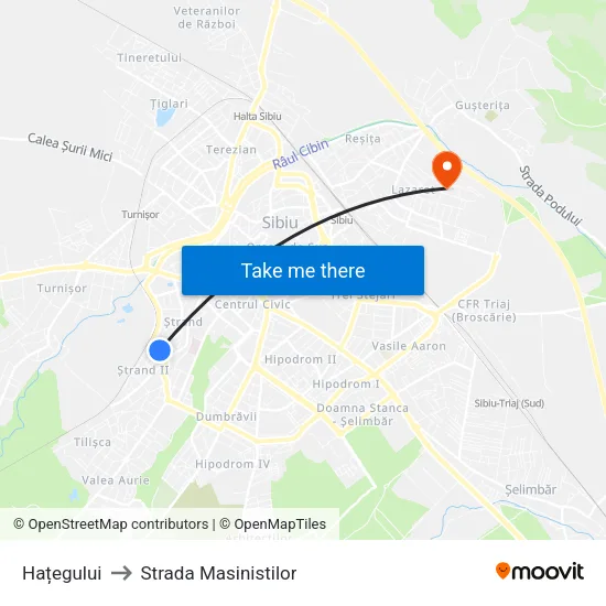 Hațegului to Strada Masinistilor map