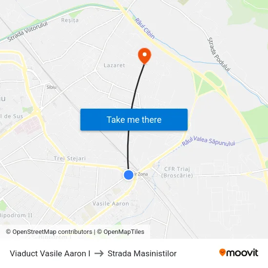 Viaduct Vasile Aaron I to Strada Masinistilor map