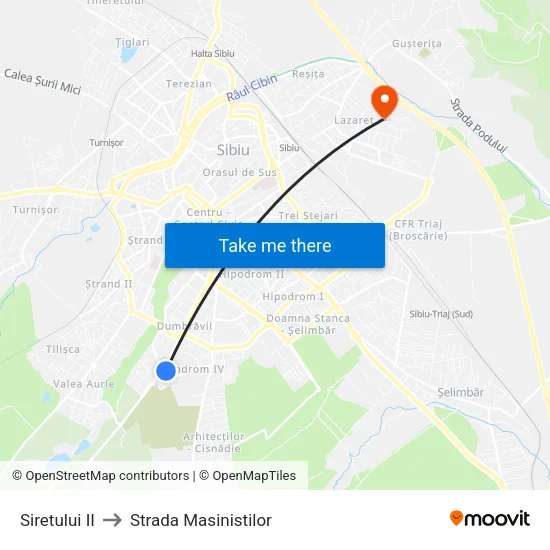 Siretului II to Strada Masinistilor map