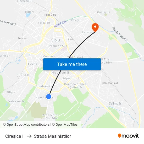 Cireșica II to Strada Masinistilor map