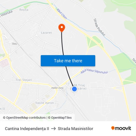 Cantina Independența II to Strada Masinistilor map