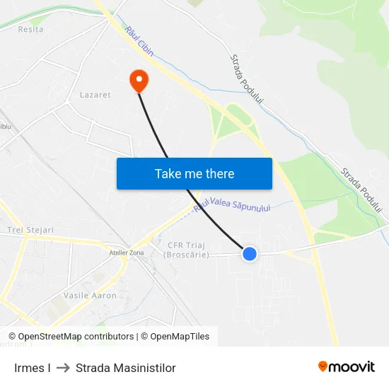 Irmes I to Strada Masinistilor map