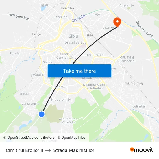 Cimitirul Eroilor II to Strada Masinistilor map