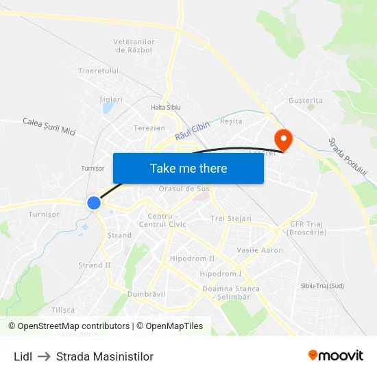 Lidl to Strada Masinistilor map