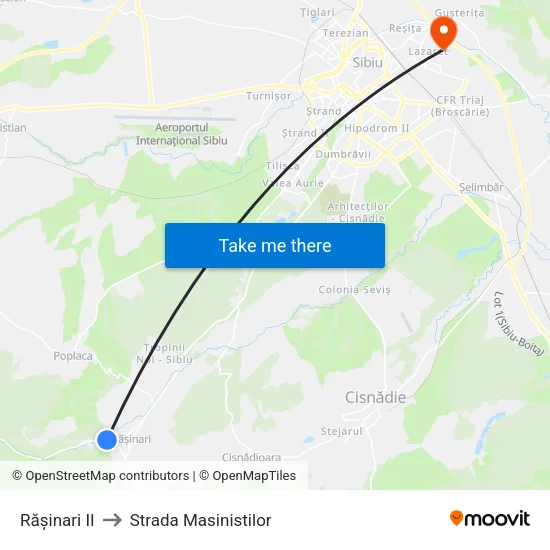Rășinari II to Strada Masinistilor map