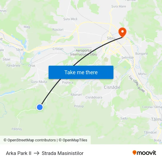 Păltiniș | Arka Park II to Strada Masinistilor map