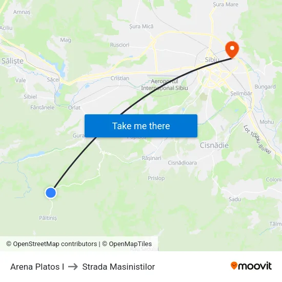 Păltiniș | Arena Platos I to Strada Masinistilor map