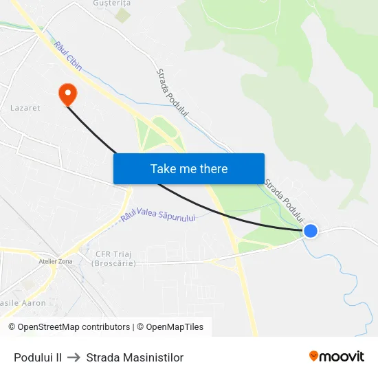 Podului II to Strada Masinistilor map