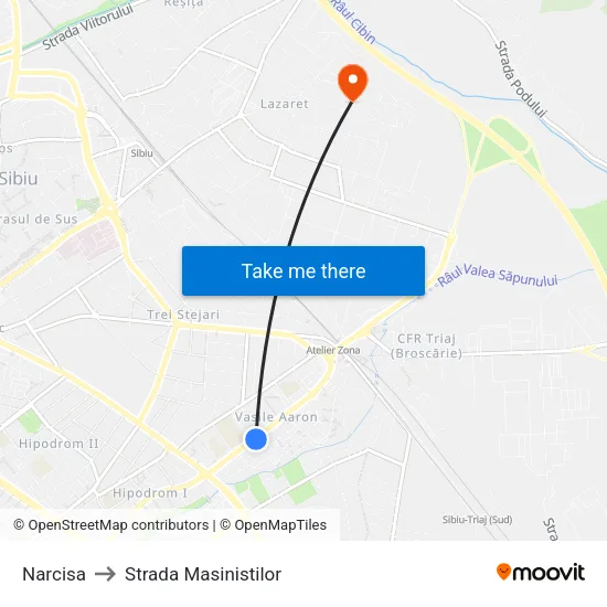 Narcisa to Strada Masinistilor map