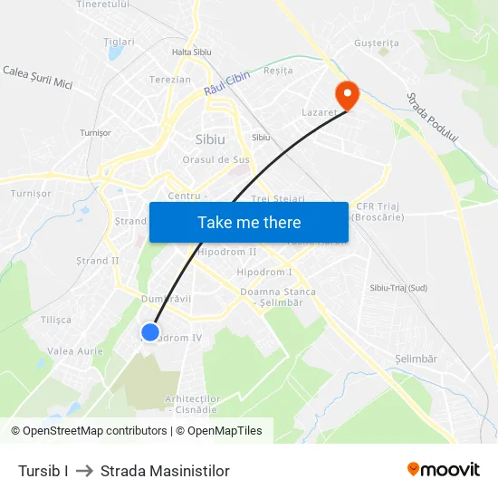 Agenția Tursib I to Strada Masinistilor map