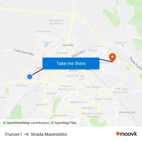 Frunzei I to Strada Masinistilor map