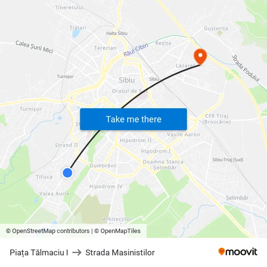 Piața Tălmaciu I to Strada Masinistilor map