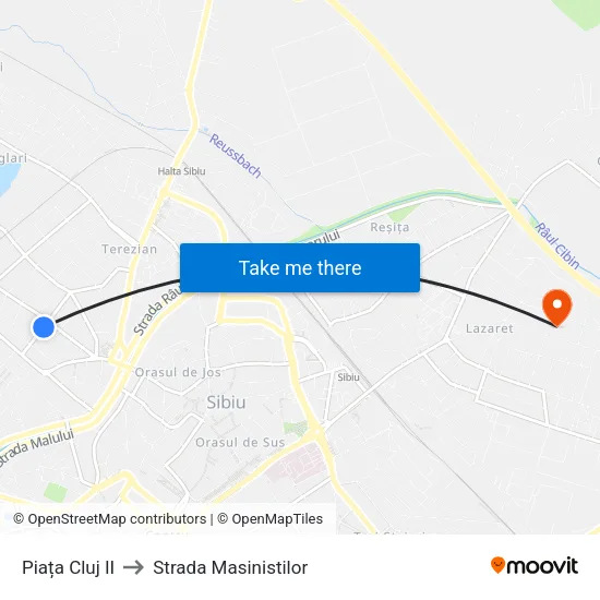 Piața Cluj II to Strada Masinistilor map