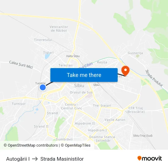 Autogării I to Strada Masinistilor map