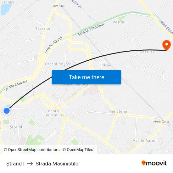 Ștrand I to Strada Masinistilor map