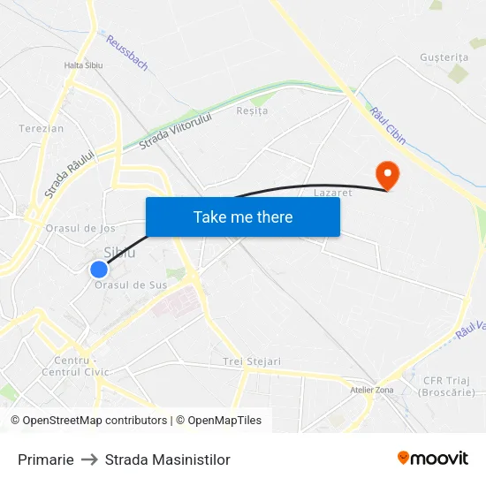 Primarie to Strada Masinistilor map