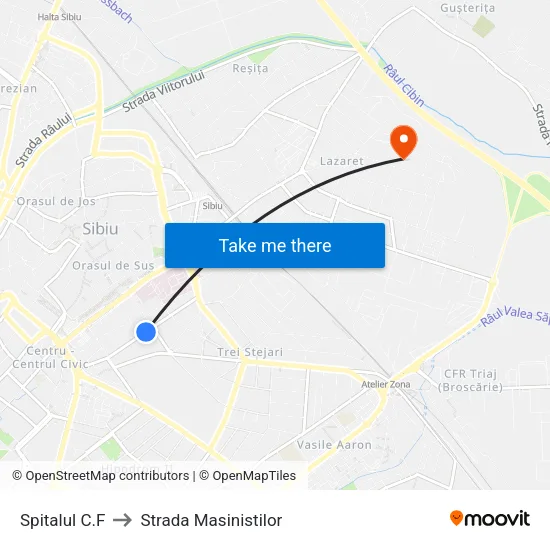 Spitalul C.F to Strada Masinistilor map