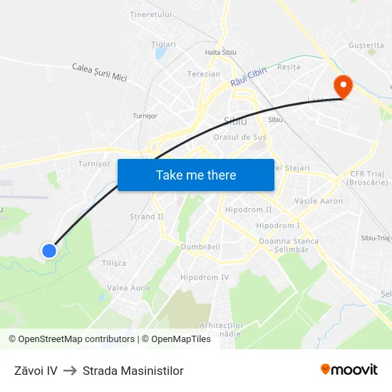 Zăvoi IV to Strada Masinistilor map