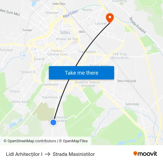 Lidl Arhitecților I to Strada Masinistilor map