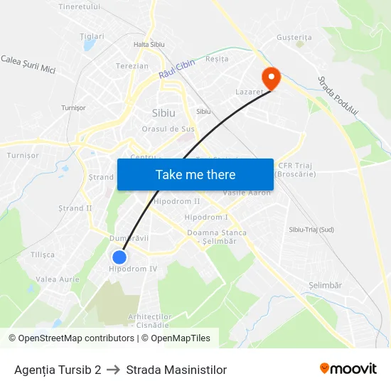 Agenția Tursib II to Strada Masinistilor map