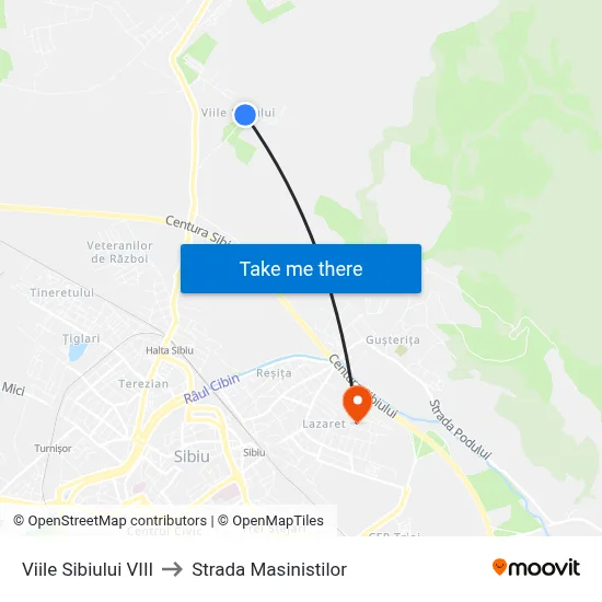 Viile Sibiului VIII to Strada Masinistilor map