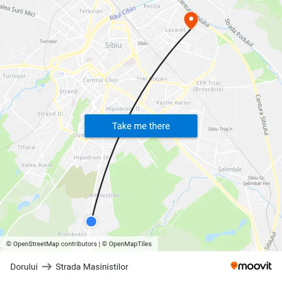 Dorului to Strada Masinistilor map
