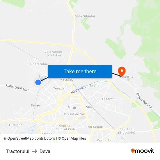 Tractorului to Deva map