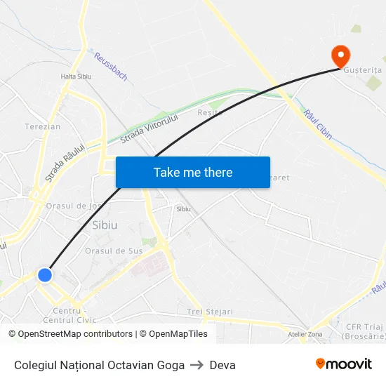 Colegiul Național Octavian Goga to Deva map
