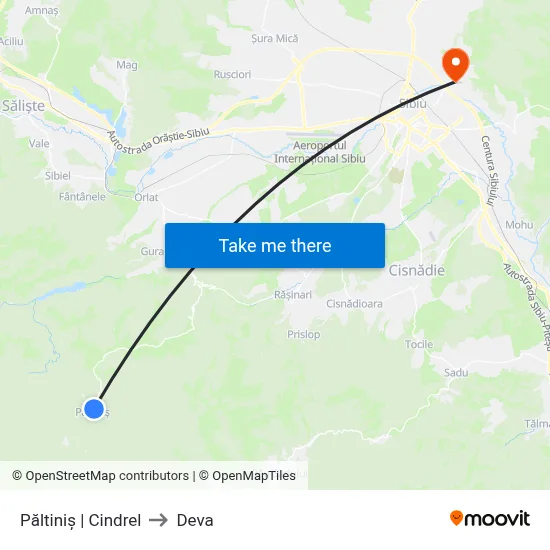 Păltiniș | Cindrel to Deva map
