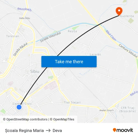 Școala Regina Maria to Deva map