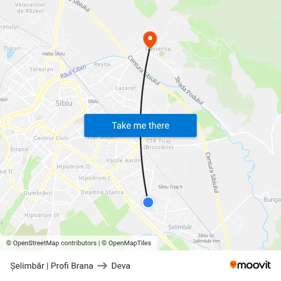 Șelimbăr | Profi Brana to Deva map