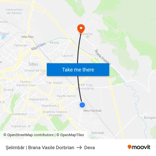 Șelimbăr | Brana Vasile Dorbrian to Deva map