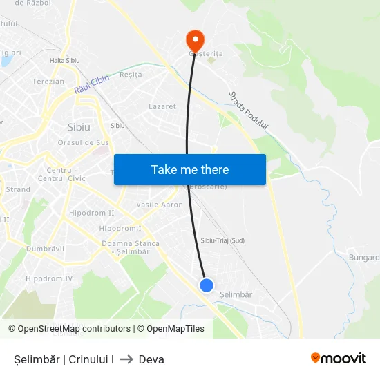 Șelimbăr | Crinului I to Deva map