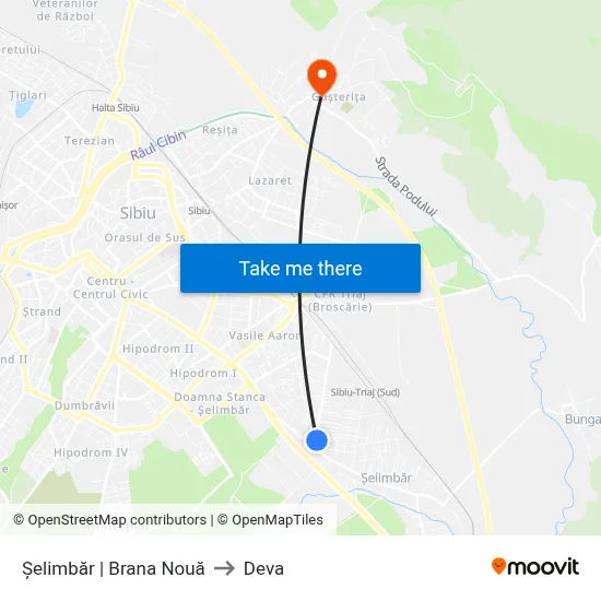 Șelimbăr | Brana Nouă to Deva map