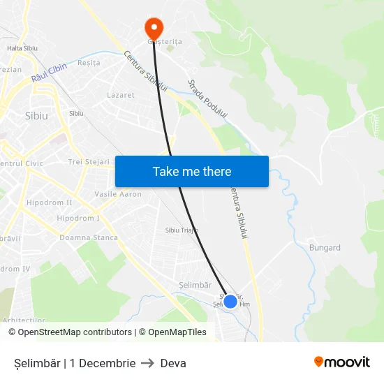 Șelimbăr | 1 Decembrie to Deva map