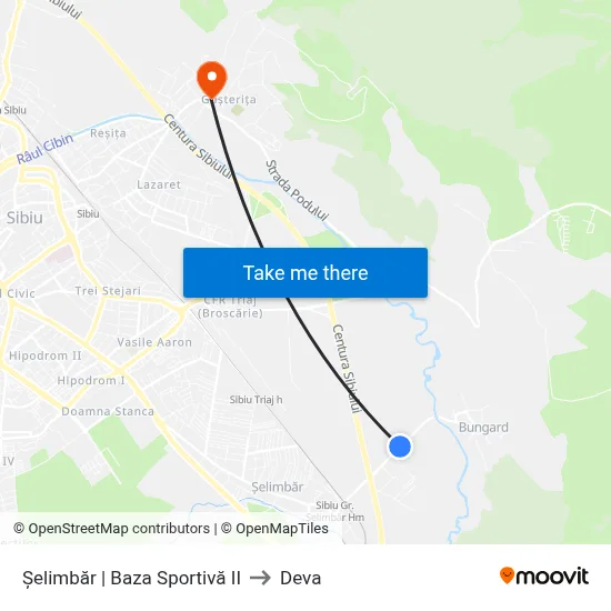 Șelimbăr | Baza Sportivă II to Deva map