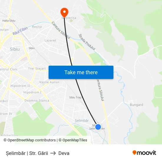 Șelimbăr | Str. Gării to Deva map
