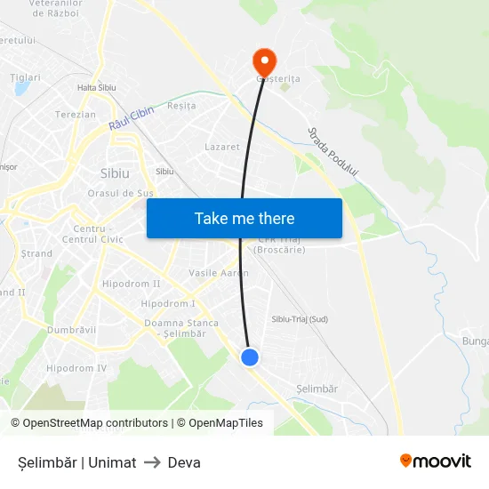 Șelimbăr | Unimat to Deva map