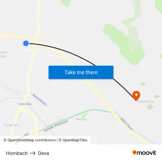 Hornbach to Deva map