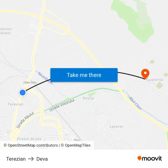 Terezian to Deva map