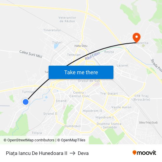Piața Iancu De Hunedoara II to Deva map