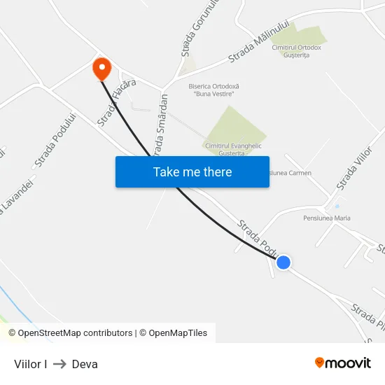 Viilor I to Deva map