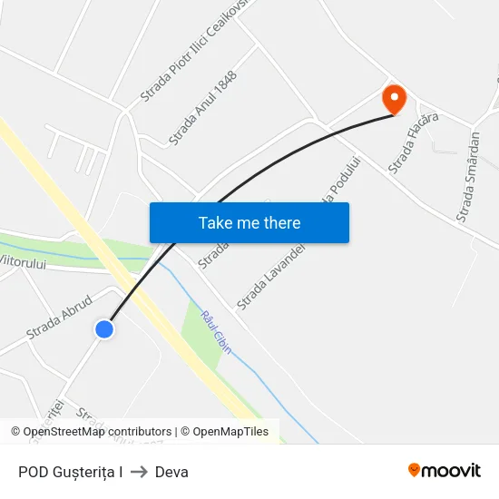 POD Gușterița I to Deva map