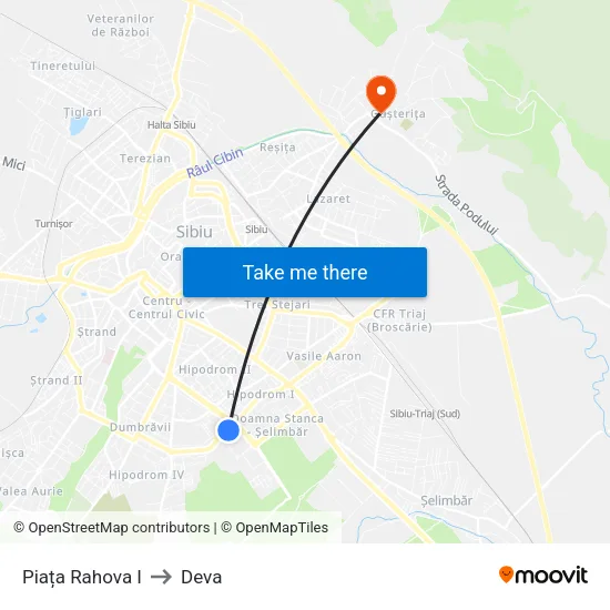 Piața Rahova I to Deva map