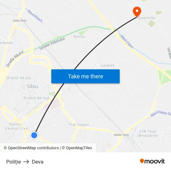 Poliție to Deva map