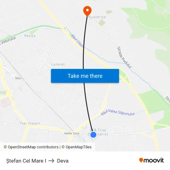 Ștefan Cel Mare I to Deva map