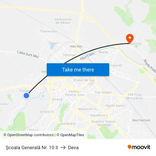 Școala Generală Nr. 10 II to Deva map