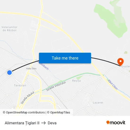 Alimentara Țiglari II to Deva map